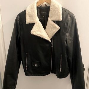 Pleather sherpa jacket